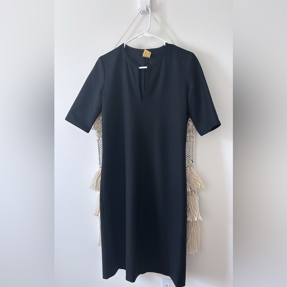 APC Rue De Fleurus Paris Wool Sheath Cocktail Dress V/Neck 3/4 Sleeves EU 38